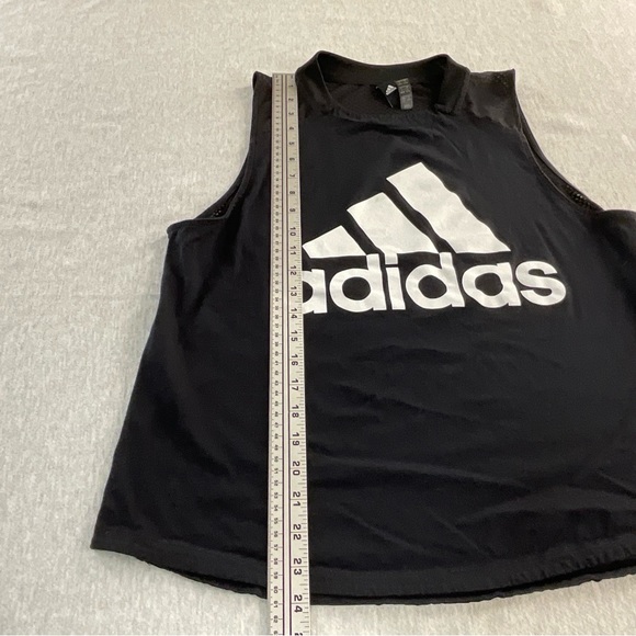 ADIDAS LARGE LOGO WOMEN’S MUSCLE TEE PULLOVER SIZE: LARGE COLOR: BLACK - Picture 3 of 9